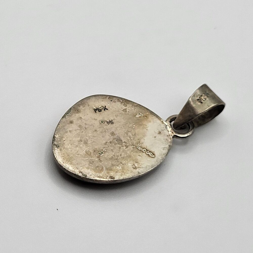 Large Bohemian Simulated Opal Sterling Silver Pendant 1.5in mexico - Picture 3 of 4